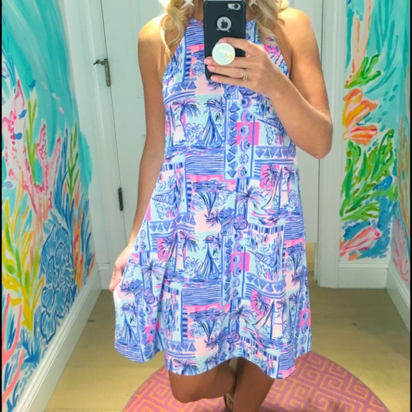 LILLY PULITZER Margot Dress in Whisper Blue Yeah Buoy Print Sz S NWT - Picture 2 of 14